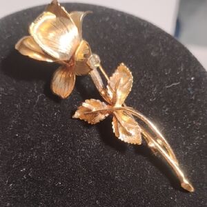 Vintage Pastelli Signed Gold Rose Brooch